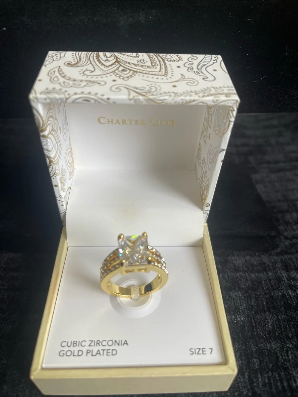 Gold Plated Cubic Zirconia Cocktail Ring - Size 7